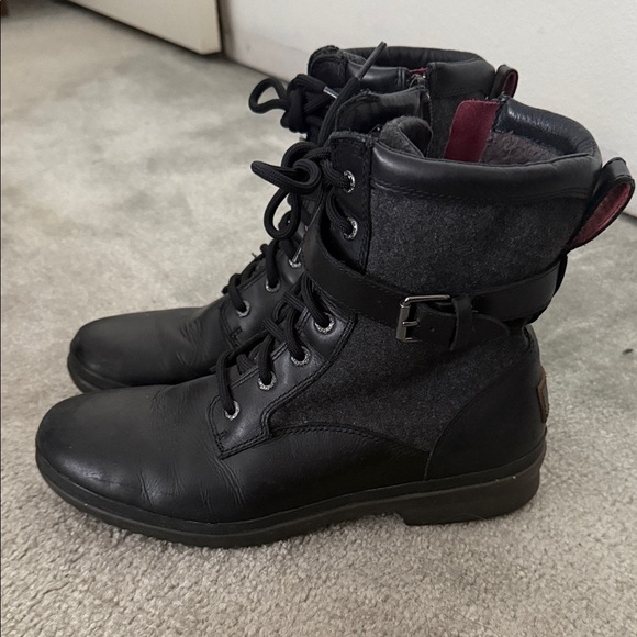 UGG Shoes - Ugg Black and Gray Lace-Up Boots, size 9.5